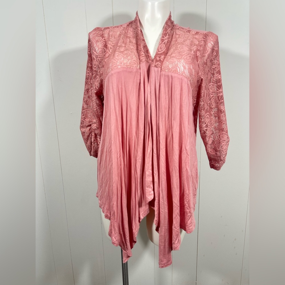 NWT Self Esteem Sz 2X Cardigan Womens Pink Blush Open-Front Cardigan Kimono